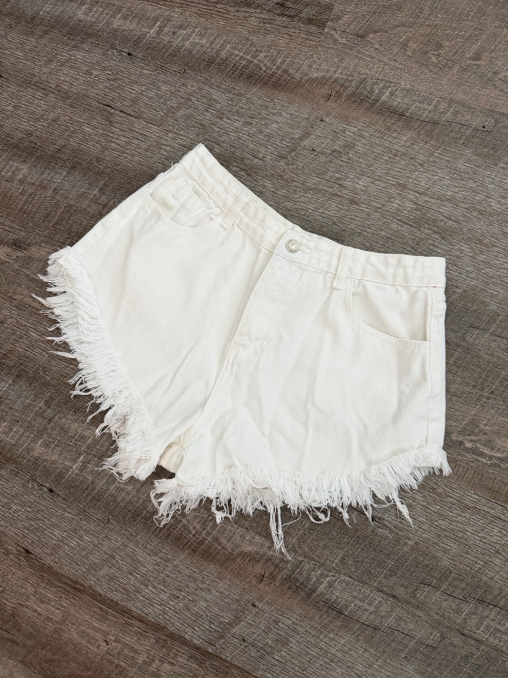 White Frayed Hem Women's Denim Shorts
